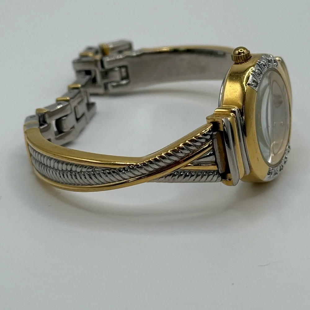 Anne Klein Gold and Silver tone Women's Bangle Watch with diamonds - Picture 11 of 14